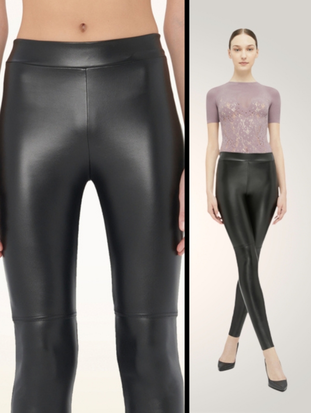 New Wolford Estella Leggings Luxury Vegan Leather Full Length Black Size 12